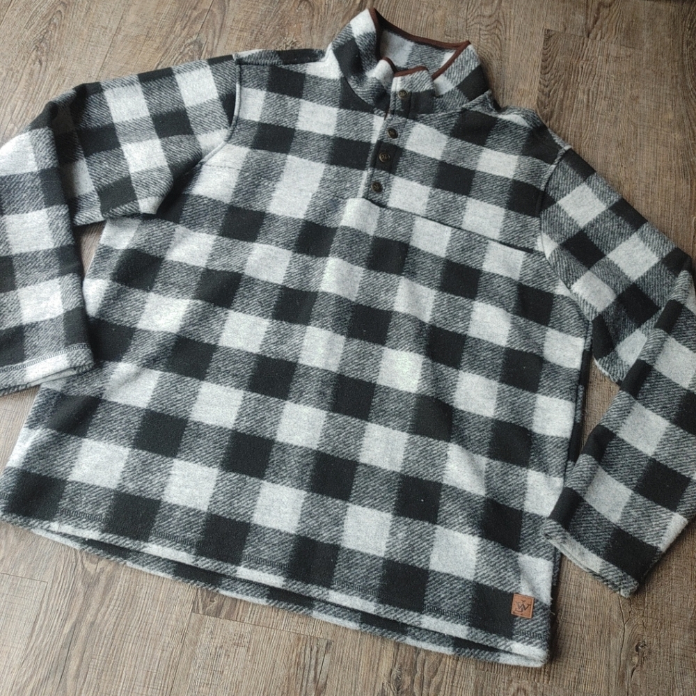 John Wayne Timeless Classic Mens Large Fleece Pullover 1/4 Snap Jacket - Picture 2 of 6